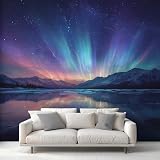 Generico Carta da Parati Aurora Boreale 200x140 cm, Fotomurali Galassia Aurora Boreale Decorazioni Parete, Tessuto Non Tessuto Murale per Camera Letto, Soggiorno, Ufficio, TV Sfondo Y&W57