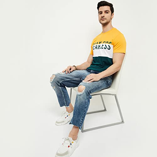 Image of Max Men Colourblocked Crew Neck Regular Fit Tshirt