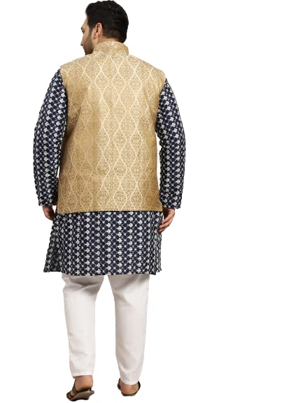 Image of SOJANYA (Since 1958, Men's Silk Blend Grey Kurta Pyjama & Silk Blend Jacket Combo