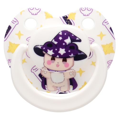 Image of Bear Adult-Size Pacifier for Anxiety: Cute Big Shield Dummy | Large Soft Silicone Nipple Teat Binky for Sleep - Kawaii Paci for Autism White