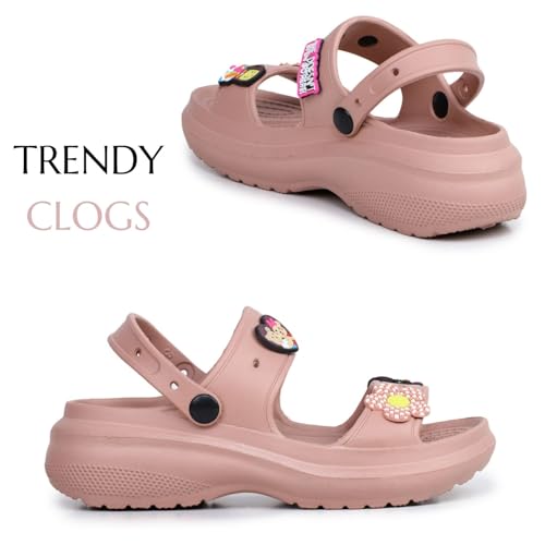 Image of TRASE Double Strap Clogs Sandals for Women | Daily Use Slippers with Adjustable Back Strap | Comfortable Lightweight Waterproof Anti Skid Casual Flip Flops