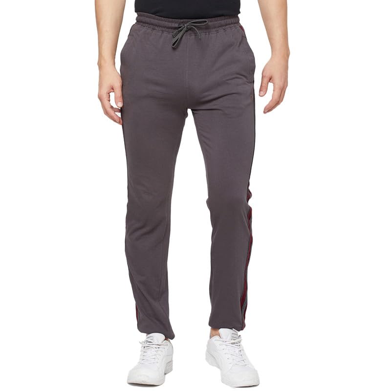 Image of sporto Anthra Melange Modern Slim Fit Track Pants for Men with Zippered Pockets