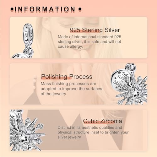 Image of 925 Sterling Silver Charms for Snowflake Winter Dangle Charms, Women's Jewelry Gift for Christmas Birthday Anniversary
