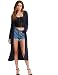 Verdusa Women's Long Sleeve Open Front Long Maxi Cardigan Longline Duster Coat Dark Blue L