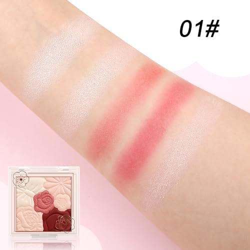 Boobeen Blush Compact for Face, Matte Shimmer Baked Cream Blush Cheeks Powder Palette Buildable Blusher Powder Makeup for a Radiant Long-Lasting Natural Glowing, with Brush - Image 6