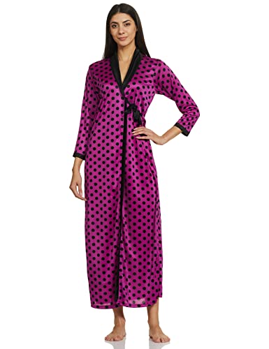 Image of Fasense Women Satin Polka Printed Full Length wrap Gown DP165