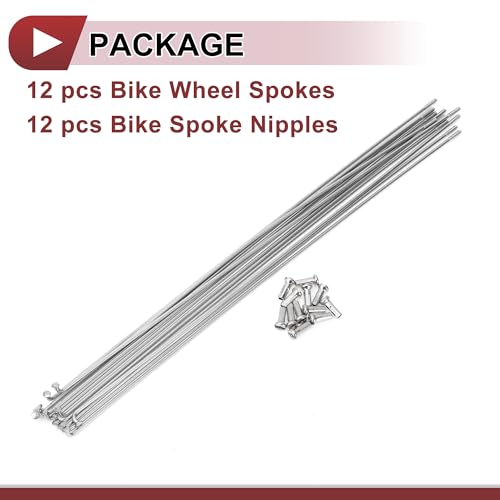 HEROFFIX 12 Set 14G Bicycle Spokes 275mm Bike Wheel Spokes 304 Stainless Steel Silver Tone