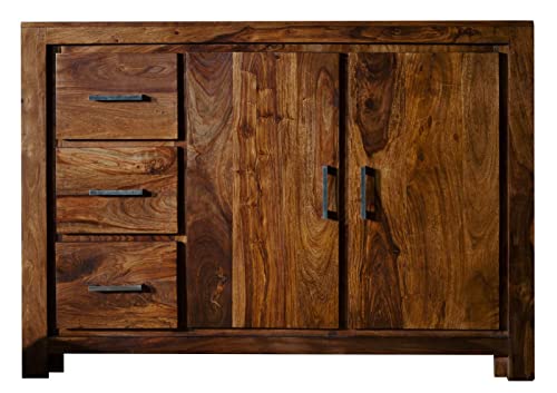MASSIVMOEBEL24.DE Sideboard Metro Life aus Massivholz Sheesham Life Honey lackiert, Kommode mit 3 Schubladen und 1 Doppeltür MASSIVMOEBEL24.DE Sideboard Metro Life aus Massivholz Sheesham Life Honey lackiert, Kommode mit 3 Schubladen und 1 Doppeltür