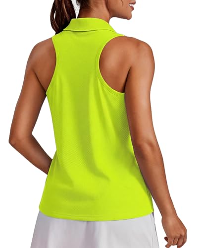 Image of PINSPARK Womens Golf Shirt UPF 50+ Sleeveless Collared Shirts Quick Dry Tennis Polo V-Neck Racerback Athletic Workout Tank