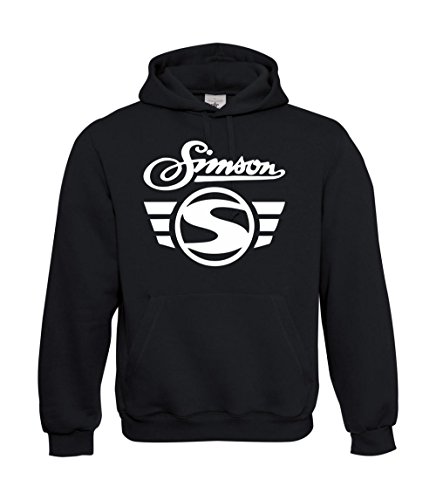 Textilhandel Hering Kapuzenpullover - Simson Logo + Schrift Fun (Schwarz L)