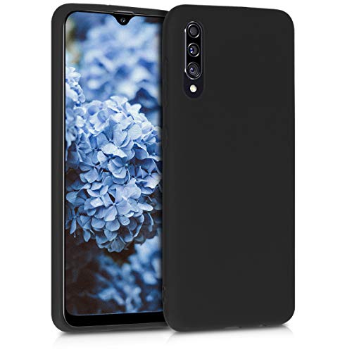 kwmobile Funda para Samsung Galaxy A30s Carcasa - Ultrafina de TPU y Silicona con Bordes elevados anticaídas - Negro Mate