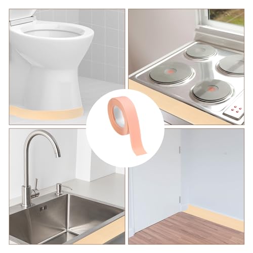 Image of uxcell 4 Rolls Pink Caulk Sealant Strip Waterproof Self Adhesive 0.87 inch x 10.5Ft Toilet Caulk Tape, Bathtub Caulk Sealing Strip for Kitchen Countertop, Sink, and Floor Edge Protector