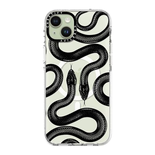 Coque iPhone 15 Plus CASETiFY transparente design serpent royale haut de gamme