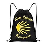 RQLNBOBZ Mochila deportiva con cordón y diseño de concha de vieira del Camino de Santiago para mujer y hombre ideal como mochila de compras Peregrino