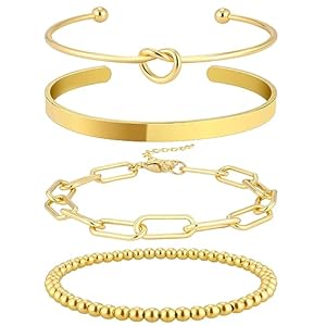 Reoxvo Gold Plated Bangle Cuff Brac...