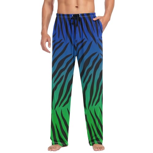 CHIFIGNO Black Zebra Gradient Mens Pajama Pants with Drawstring & Pockets Stretch Comfortable Men Lounge Pants S3