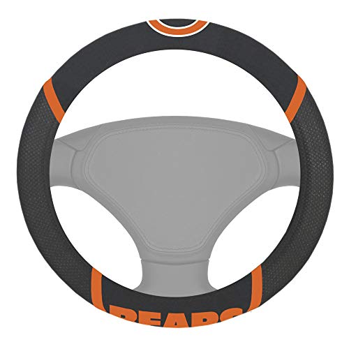FANMATS 15030 Chicago Bears Embroidered Steering Wheel Cover, Black