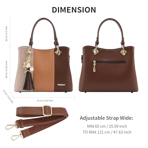 Image of Pomelo Best Purses and Handbags for Women with Multiple Pockets, Leather Top Handle Satchel Fashion Tote Shoulder Bags Ladies