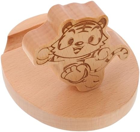 Mipcase Creative Tiger Shape Wooden Phone Stand Holder for Desk, Portable Beech Wood Smartphone Rack, Practical Mobile Bracket for Home and Office Use image 2