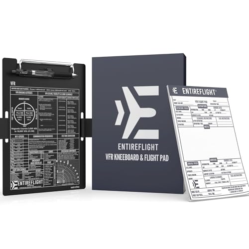EntireFlight - Aviation Pilot Kneeboard VFR Black with Structured Notepad,