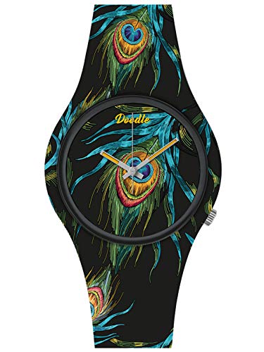 Doodle Watch Montre Wild Mood Tattoo Plume de Paon Noir DO39009