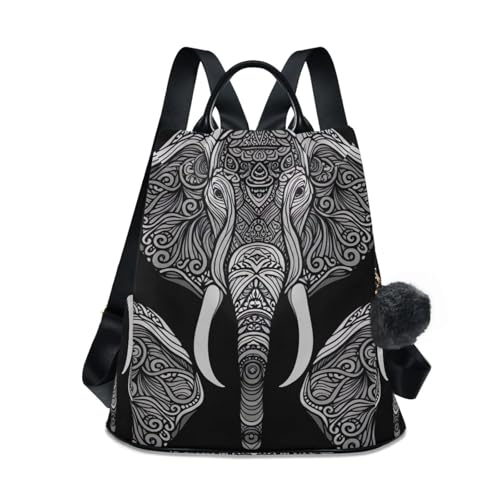 Sac à dos mandala avec poche zippée et pompon élégant doté d'une fermeture antivol dos