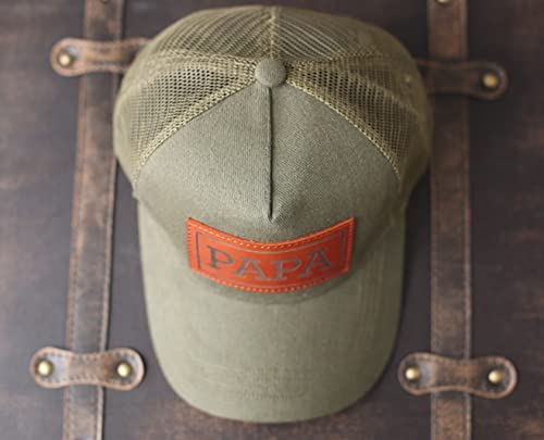 Image of Dad Hat Gift for Father's Day - New Grandpa Gift Trucker Hat for Dad Golf Hat with Custom Leather Patch
