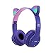 Casque audio sans fil Bluetooth 5.0 pliable et extensible avec lumière LED clignotante pour enfants et adultes (violet)