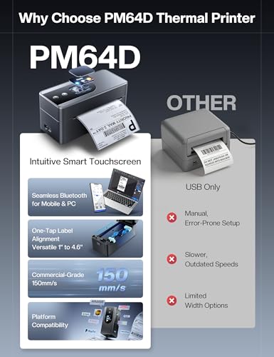 Image of Phomemo Thermal Label Printer Upgraded with Touchable Screen, Shipping Label Printer for Small Business, 4x6 Wireless Thermal Label Printers for Shipping Package, Compatible with Amazon, Shopify, USPS