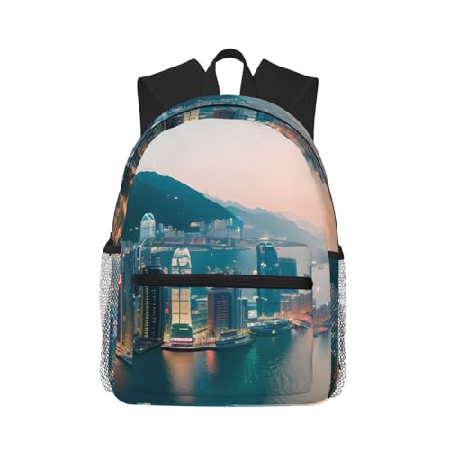 Sac à dos léger avec poches Hong Kong College noir grand volume universitaire universel