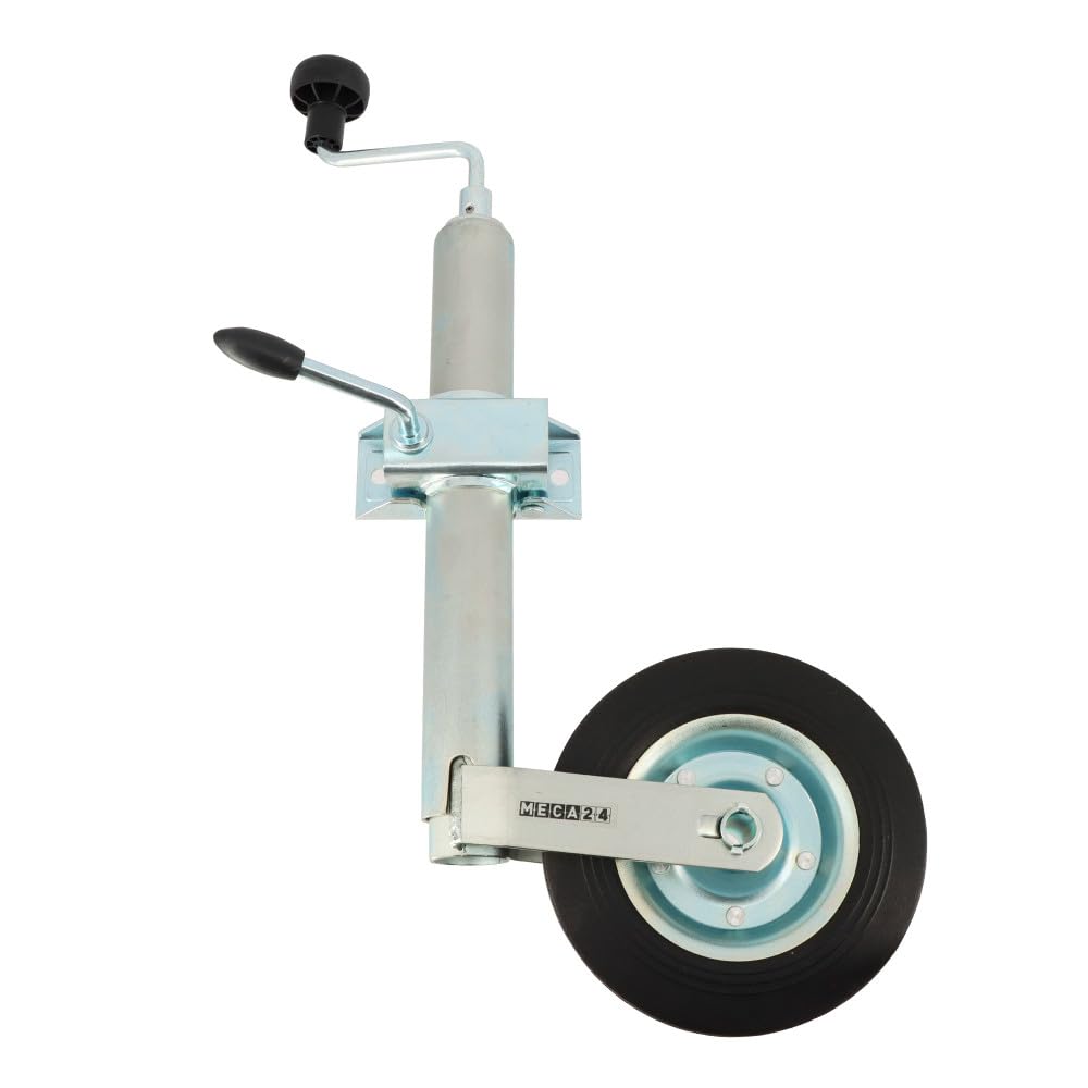 Roue Jockey - Tube Acier 48mm - Jante métal - Bride de Fixation Acier diam. 48mm - Compatible Tous Types de remorques