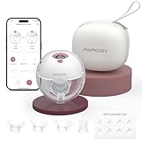 Momcozy M5 Smart Breast Pump, APP Controlled Wearable Hands‑Free Electric Pump, 3 Modes 9 Suction Levels, Portable Lightweight Pump, 24mm Flange, 1 Count, Cozy Red