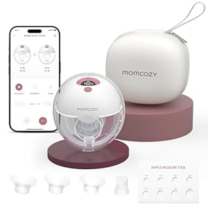 Momcozy M5 Smart Milchpumpe Elektrische, App-Steuerung Milchpumpen handsfree, tragbare Doppel Brustpumpen mit Babymund Doppelgedichtete Brusthaube mit 3 Modi und 9 Stufen - 1 Pack, Rot