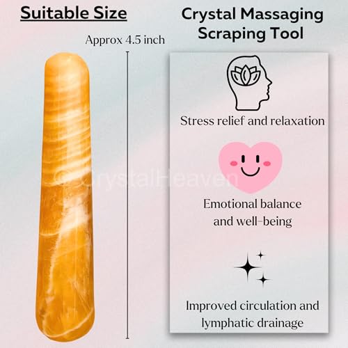Image of Yellow Calcite Crystal Wand - Smooth Crystal Wand for Energy Healing, Chakra Balancing, Meditation and Home Decor - Crystals and Healing Stones for Gift