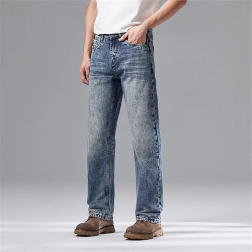 Men's Classic Straight Jeans Wide Leg Vintage Washed Loose Long Denim Pants2