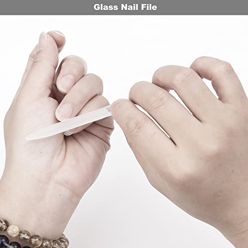 Glamne Glass Nail File Set Glass Nail Buffer Shiner And Glass Cuticle Pusher Stick With Case For Natural Nails #TOP3