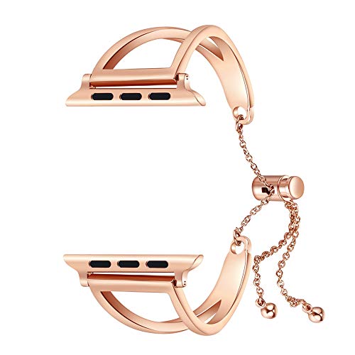 MIFASA Suitable for Apple Watch Hollow Metal Strap Chain iwatch4 Hollow Bracelet V-shaped Strap (38MM Rose Gold)