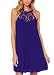DREAGAL Ladies Sexy Back Keyhole Lace Patchwork Shift Dress Blue Small