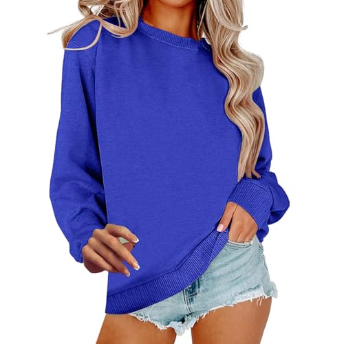 Image of Women Crew Neck Sweatshirts Fall Casual Oversized Sweat Shirts Long Sleeve Cute Preppy Sweatshirt Comfort Pullover