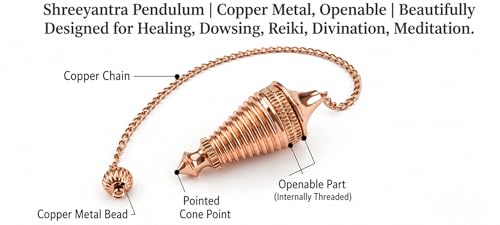 Image of Shree Yantra Openable Copper Pendulum for Reiki Healing, Dowsing & Chakra Balancing - Designer Divination & Meditation Tool for Energy Cleansing