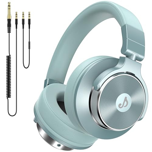 Image of Wired Over Ear Headphones, Studio Monitor & Mixing DJ Headphones with 50mm Neodymium Drivers and 1 /4 to 3.5mm Jack for Guitar AMP Podcast Piano Keyboard (Light Green)