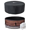 Mspa Round Inflatable Bubble Massage Spa, 4 to 6 Person Outdoor Hot Tub with 2 Covers (1 Standard and 1 Energy-Efficient Cover), Duet