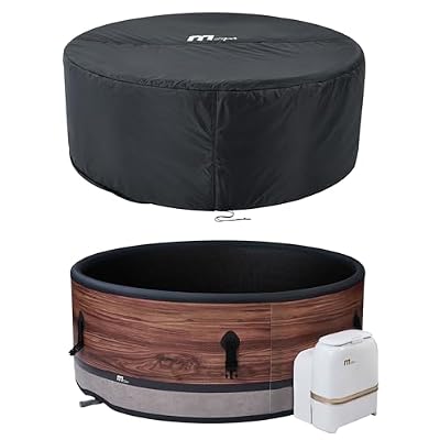 Mspa Round Inflatable Bubble Massage Spa, 4 to 6 Person Outdoor Hot Tub with 2 Covers (1 Standard and 1 Energy-Efficient Cover), Duet