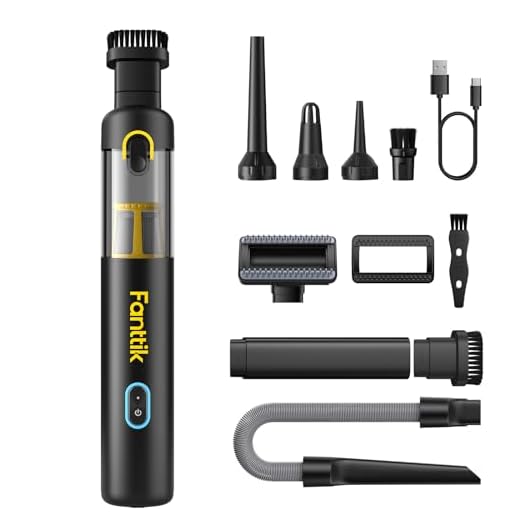 Fanttik Slim V8 APEX Akku-Autostaubsauger, 4-in-1 tragbarer Mini RobustClean™ Handstaubsauger mit 19000 Pa/45 AW Saugkraft, 2 Saugmodi, Auto-Staubsauger für Auto, Bürotisch, Tastaturen (Schwarz)
