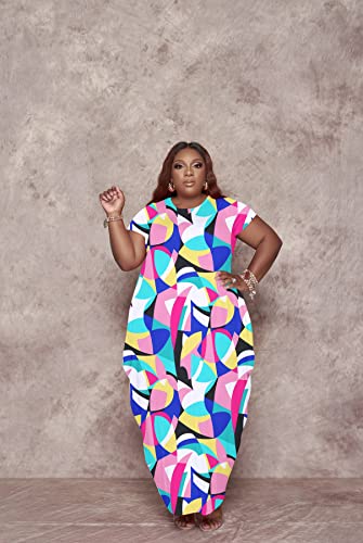 Image of YeGine Oversize Tshirt Dress Plus Size Short Sleeve Maxi Dress with Pockets