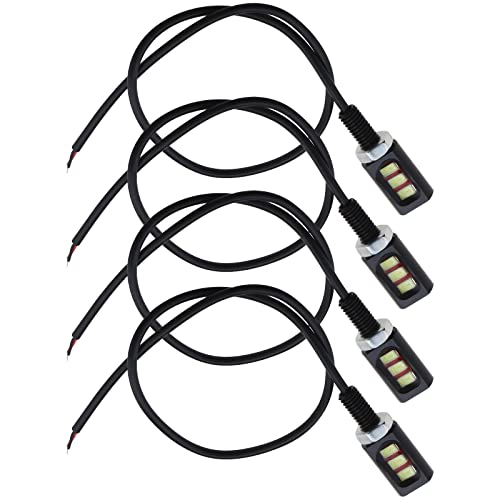 ECSiNG 4 st motorcykel nummerplatta lampa 12 V 3 LED universell bil motorcykel registreringsskylt lampa skruv bult ljus motorcykel tillbehör motorcykel del (vitt ljus)