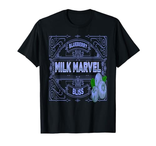 Blueberry Milk Marvel Bliss Food Humor Berry Sweetness T-Shirt