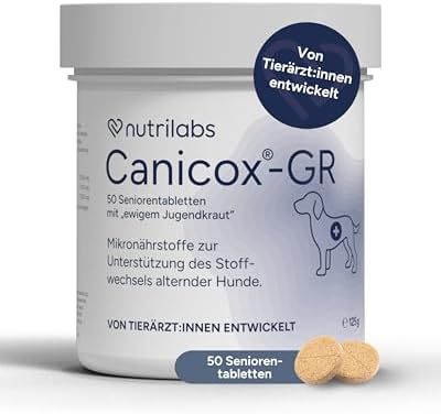 NutriLabs Canicox®-GR Tabletten für Senioren-Hunde 50 STK. - Seniorentabletten für Hunde mit MSM, Chondroitin, Glucosamin, Ginseng, Weißdorn u.v.m. - Gesundheitsprodukte für Hunde