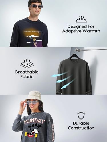 Image of Bewakoof Official Disney Merchandise Lion King Men's Graphic Print Oversized Fit Full Sleeve Round Neck Cotton T-Shirt