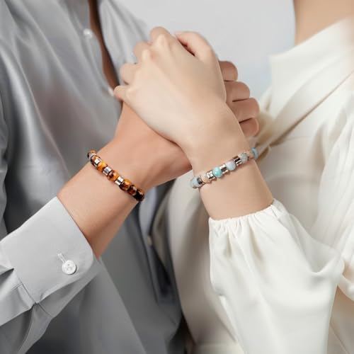 Custom Name Bracelet, Personalized Beaded Bracelets with 1-4 Engraved Names, Chakra Bracelet Natural Stone Bracelet for Women Men, Meaningful Birthday Gifts for Couples Friends Parents4